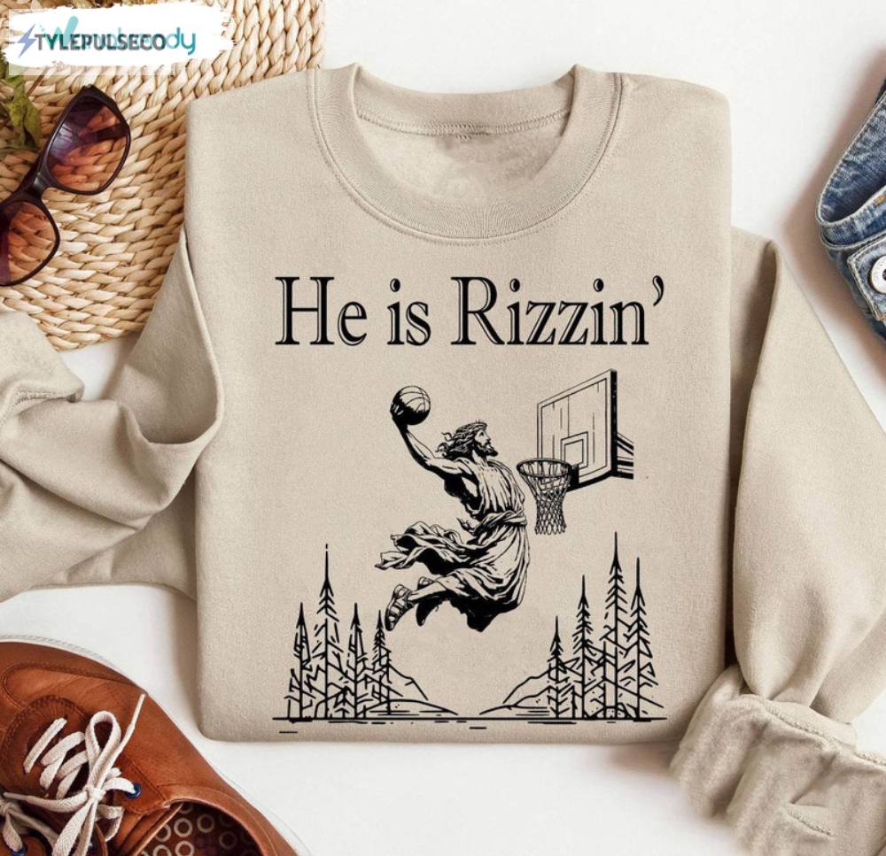 He Is Rizzin Funny Shirt Easter Day Long Sleeve Hoodie 